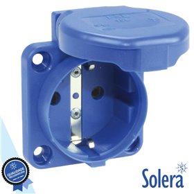Tomada Elétrica Schuko Painel C/ Tampa Ip54 Solera