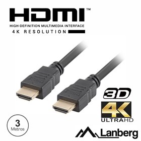 Cabo Hdmi Dourado Macho / Macho 1.4 3M Lanberg