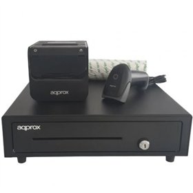 Pacote para POS Approx appPOSPACK4180-2D/ Gaveta de dinheiro + Impressora térmica de tickets + Leitor de códigos + Rolos térmico
