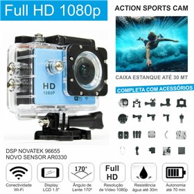 Câmara De Ação Wifi Full Hd 12Mp C/ Gravação Vídeo