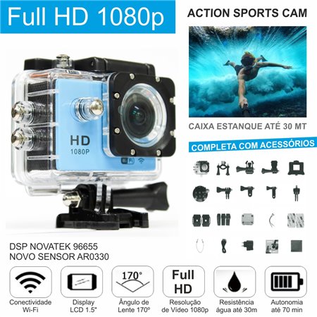 Câmara De Ação Wifi Full Hd 12Mp C/ Gravação Vídeo