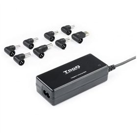 Carregador de laptop TooQ TQLC-65BS02AT/ 65 W/ Automático/ 8 conectores/ Voltagem 18,5-20 V/ 1 USB