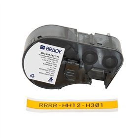 Brady M4C-250-7641-YL Fita Termoretrátil de Etiquetas Texto Preto sobre Fundo Amarelo Largura 11.15mm x Comprimento 1.68m
