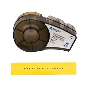 Brady M21-375-C-342-YL Fita de Etiquetas Original Termo Retráteis PermaSleeve Texto Preto sobre Fundo Amarelo Largura 16,3
