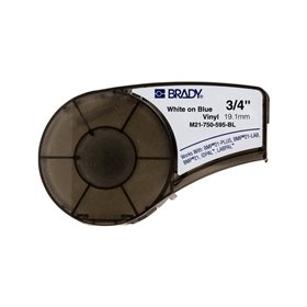 Brady M21-750-595-BL Fita de Etiquetas Original Vinil Texto Branco sobre Fundo Azul Largura 19,1mm x 6,40m