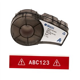 Brady M21-750-595-RD Fita de Etiquetas Original Vinil Texto Branco sobre Fundo Rojo Largura 19,1mm x 6,40m