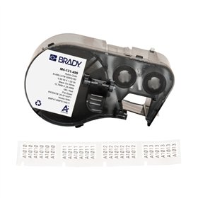 Brady M4-131-499 Fita de Etiquetas Original Tela de Nylon Texto Preto sobre Fundo Branco Largura 25,40mm x Alto 12,70mm