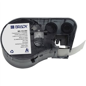 Brady M5-118-492  Fita de Etiquetas Original Poliester Ultrafinas para Laboratorio Texto Preto sobre Fundo Branco Largura 25