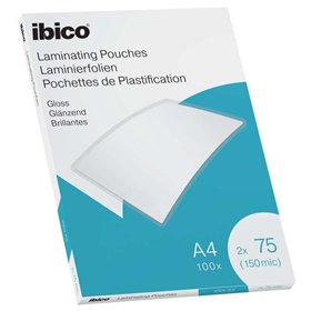 Caixa com 100 folhas de laminação brilhante Ibico A4 de 75 mícrons - Acabamento cristalino de alto brilho - Lamina papel, fotos,
