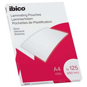 Caixa com 100 folhas de laminação brilhante Ibico A4, 125 mícrons - Acabamento cristalino de alto brilho - Lamina papel, fotos, 