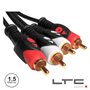 Cabo 2-Rca Macho / 2-Rca Macho Dourado 1.5M Ltc