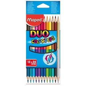 Maped Color'Peps Duo Pack com 12 Lápis Triangulares Bicolores - Ponta Dupla 2,9mm - Madeira com Certificação FSC - Cores Sortida