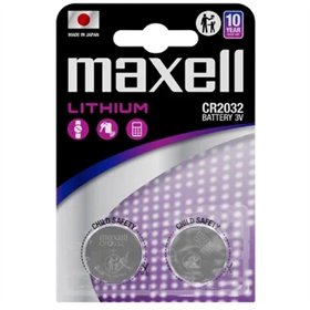 Pacote com 2 baterias de lítio tipo botão CR2032 de 3V da Maxell