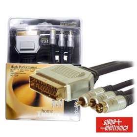 Cabo Profissional Scart Macho / 2Rca-Svhs Macho 1.5M Blister