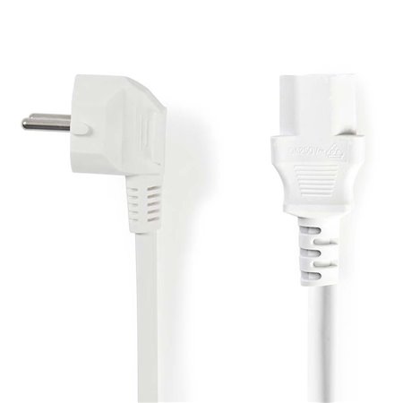 Cabo Alimentação Schuko Macho 90º / Iec C13 Fêmea 2M Branco