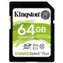 Cartão de Memória Kingston CANVAS Select Plus 64GB SD XC/ Classe 10/ 100MBs