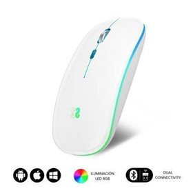 Rato sem fio por Bluetooth Subblim LED Dual Flat/ Bateria recarregável/ Até 1600 DPI/ Branco