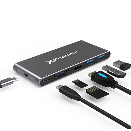 Caixa externa Phoenix para disco m.2 com hub tipo c 6 em 1
