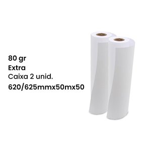 Rolo Plotter 620/625mmx50mx50/80g/EXTRA - Caixa de 2 unidades