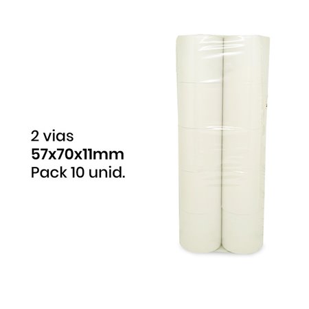 Rolos de Papel Duplo Autocopiativo 57x70x11/2 vias (Branco/Amarelo)