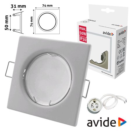 Aro Quadrado Fixo Branco P/ Mr16-Gu10 Avide