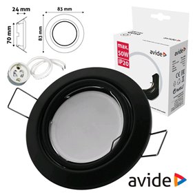 Aro Redondo Ajustável Cónico Preto P/ Mr16-Gu10 Avide