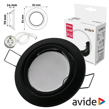 Aro Redondo Ajustável Cónico Preto P/ Mr16-Gu10 Avide