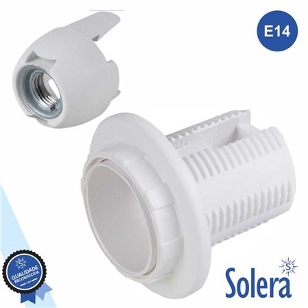 Casquilho P/ Lâmpada E14 Branco Roscado P/ Cabo Solera