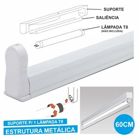 Armadura 60Cm P/ Lâmpada Tubular T8