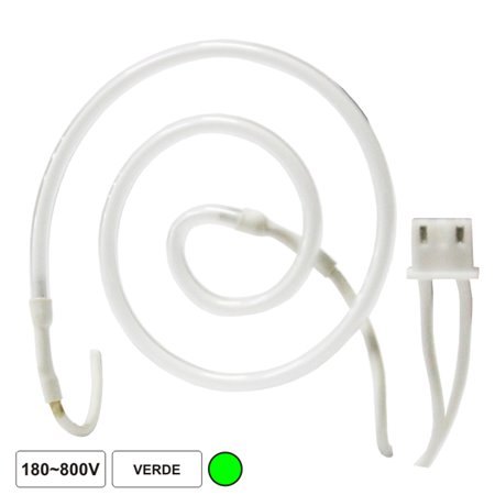 Lâmpada Tubular 180-800V Néon Espiral Verde