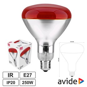 Lâmpada E27 250W Infravermelhos Topo Vermelho Avide