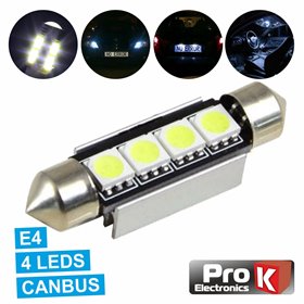 Lâmpada P/ Automóvel E4 12V 4 Led Branco Canbus 1X Prok