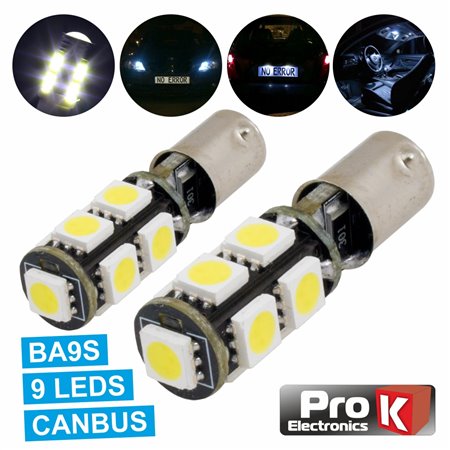 Lâmpada P/ Automóvel Ba9S 12V 9 Led Branco Canbus 2X Prok