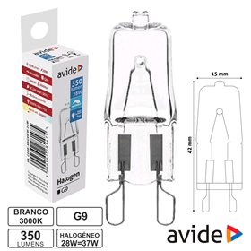 Lâmpada G9 28W37W 230V Halogéneo 350Lm Avide