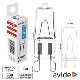 Lâmpada G9 42W56W 230V Halogéneo 630Lm Avide