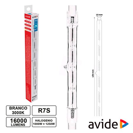 Lâmpada R7S 78Mm 1000W1250W 230V Halogéneo 16000Lm Avide