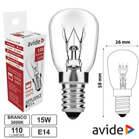 Lâmpada E14 15W 230V 300ºc P/ Fornos Avide