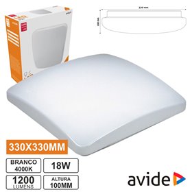 Painel Led Quadrado Aplique 18W 100Mm 4000K 1200Lm Avide