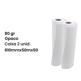 Rolo Plotter 610mmx50mx50/80gr. - Caixa de 2 unidades