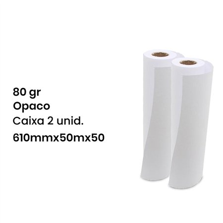 Rolo Plotter 610mmx50mx50/80gr. - Caixa de 2 unidades