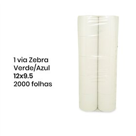 Papel de Computador 12x9,5 - 1 Via Zebra Verde/Azul - 2000 Folhas