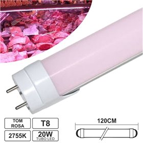Lâmpada Tubular 20W 120Cm Leds T8 Rosa P/ Talho