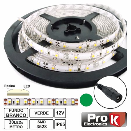 Fita 150 Leds 3528 Impermeável Verde 12V 5M Prok