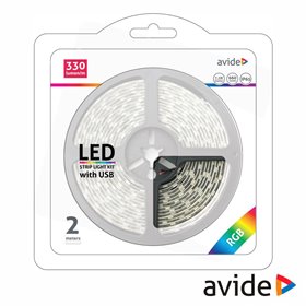 Fita 60 Leds P/ Tv C/ Usb 5050 Rgb 5V 7.2W/M 2M Ip65 Avide