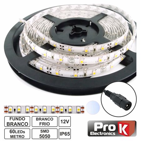 Fita 300 Leds 5050 Impermeável Branco Frio 12V 5M Prok