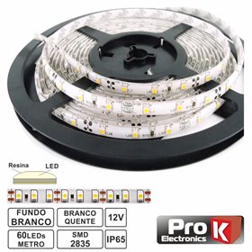 Fita 300 Leds 2835 Impermeável Branco Quente 12V 5M Prok