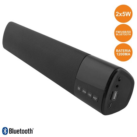 Barra Som S/Fios Usb/Bt/Fm/Sd Bateria 2X5W