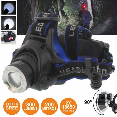Lanterna De Cabeça C/ 1 Led 10W 3 Níveis Luz 800Lm Well