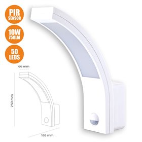 Aplique Exterior C/ Sensor 10W 750Lm Branco