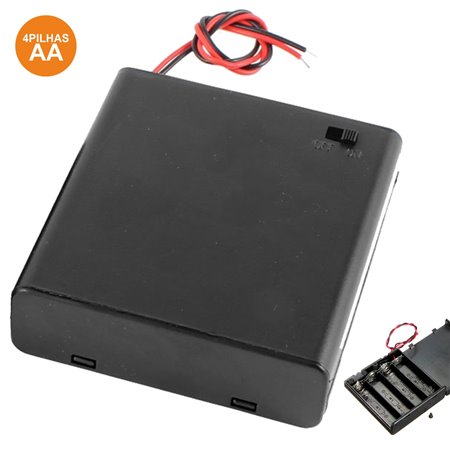 Suporte P/ 4 Pilhas Aa C/ Tampa E Interruptor